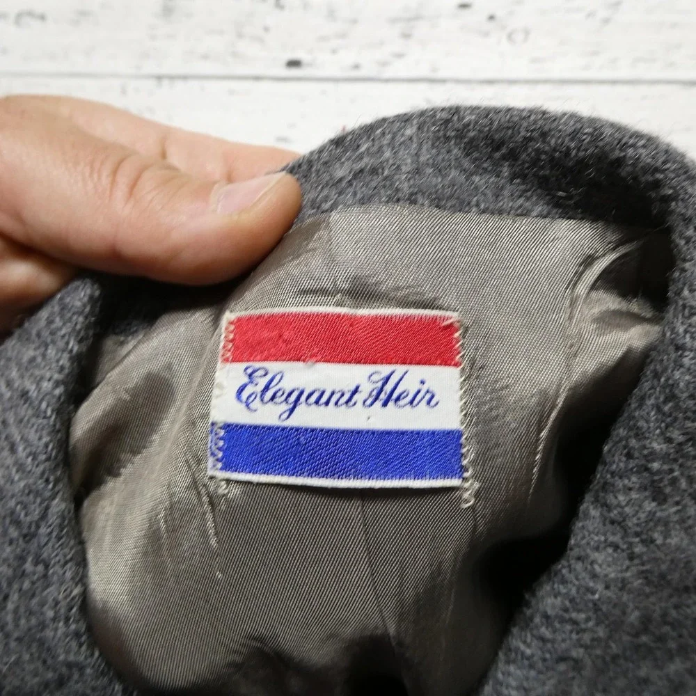 Vintage Elegant Heir Wool Blend Pea Coat Boys Size 8 Gray Double Breasted